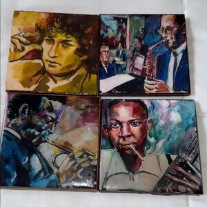 Musician Portraits Art Painting /coasters. Set of 4